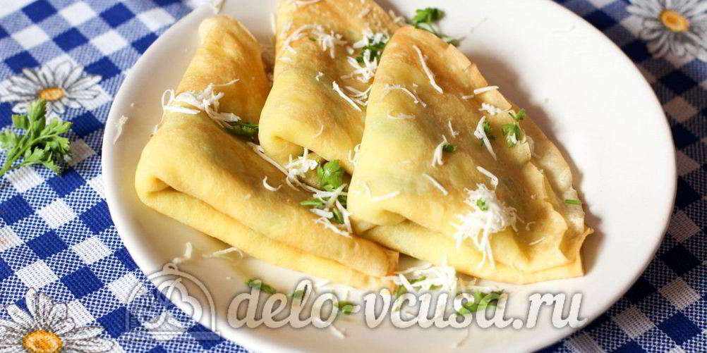 Как приготовить блины с брынзой и зеленью