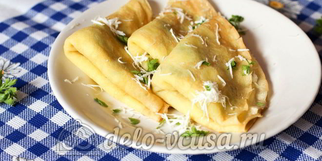Рецепт блинов с брынзой и зеленью