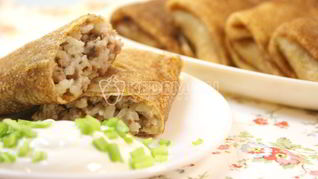 Рецепт Блинов с мясом и рисом