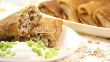 Рецепт Блинов с мясом и рисом