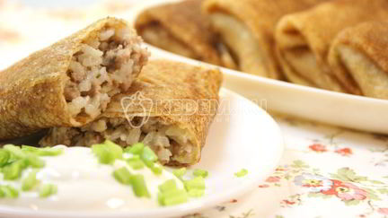 Рецепт Блинов с мясом и рисом