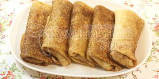 Рецепт блинов с мясом и рисом