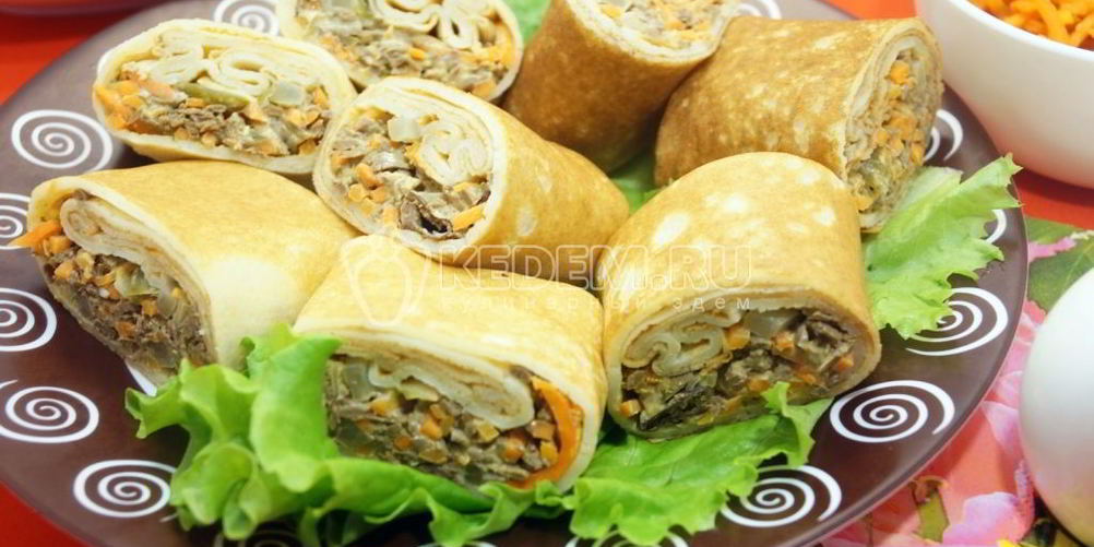 Как приготовить блины с печенью закусочные