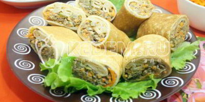 Рецепт блинов с печенью закусочные