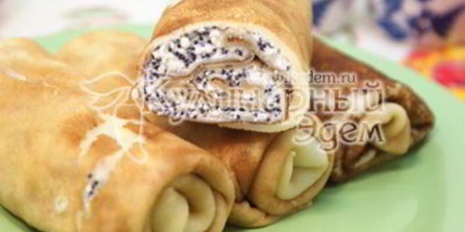 Рецепт блинов с творогом и маком