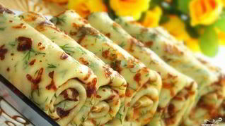 Рецепт Сырных блинчиков с зеленью