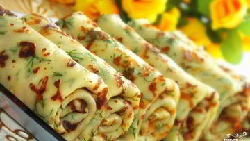 Рецепт Сырных блинчиков с зеленью