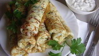 Рецепт Сырных блинов с зеленью