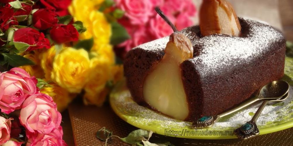 Как приготовить постный шоколадный кекс с грушами