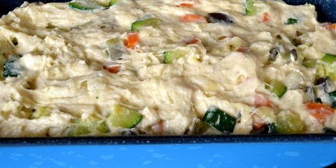 Рецепт закусочного кекса с овощами