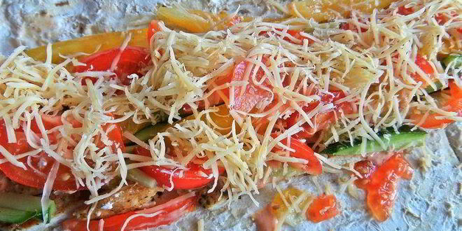 Рецепт курицы с овощами в лаваше