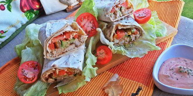 Рецепт курицы с овощами в лаваше