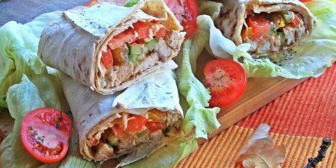 Рецепт курицы с овощами в лаваше