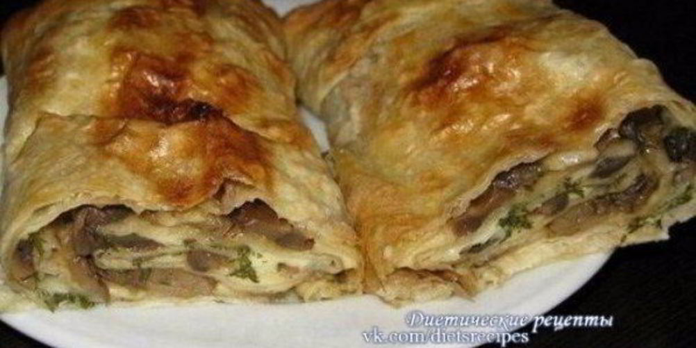 Как приготовить лаваш с грибами и сыром