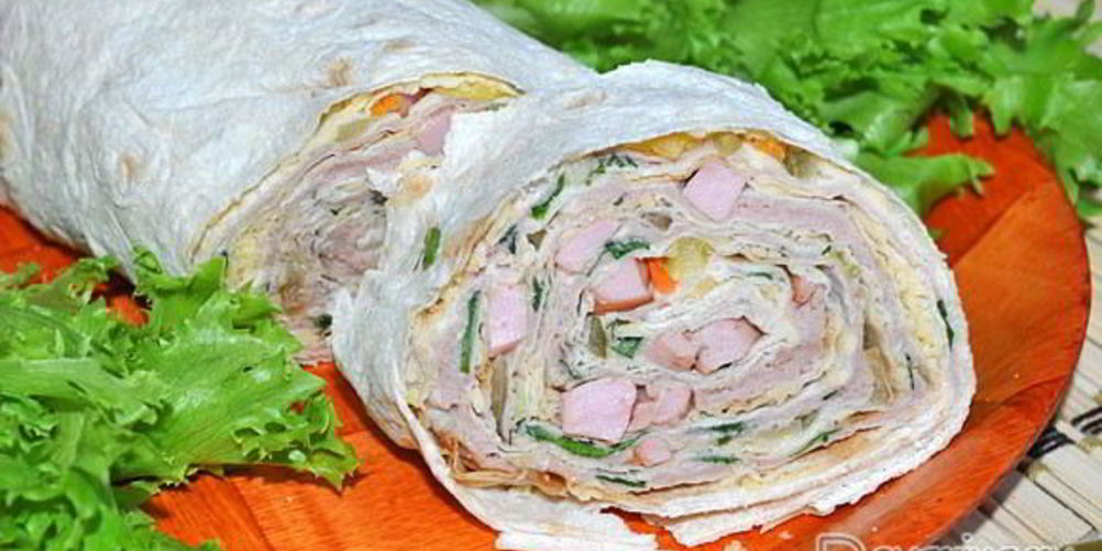 Как приготовить лаваш с мясопродуктами и огурцами