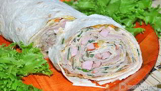 Рецепт Лаваша с мясопродуктами и огурцами