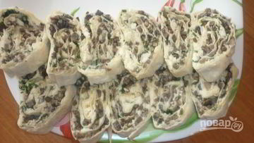 Рецепт Лаваша с шампиньонами и сыром