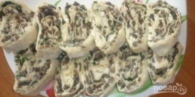 Рецепт лаваша с шампиньонами и сыром