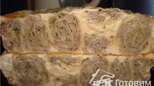 Рецепт Ленивца из лаваша и мясного фарша