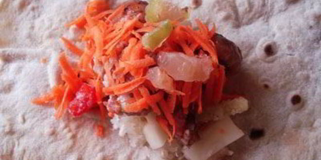 Рецепт мяса с овощами, запеченное в лаваше