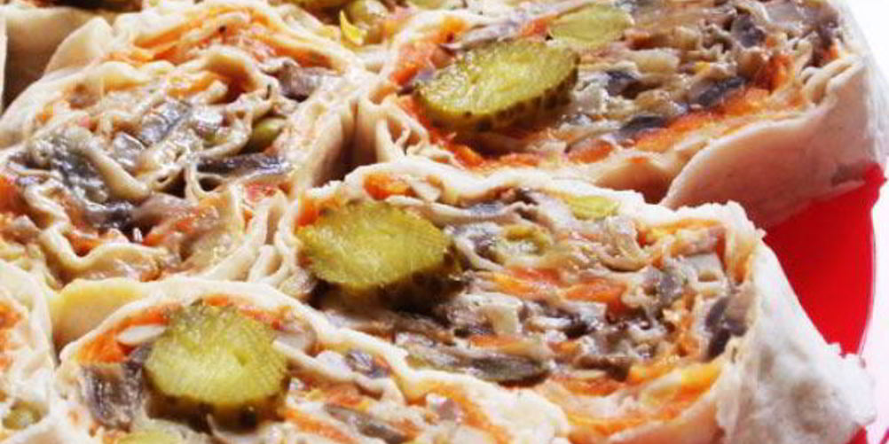 Как приготовить рулеты из лаваша вегетарианские