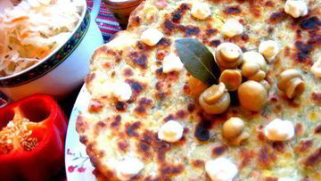 Рецепт Сырно-тыквенных лепешки с колбасой и зеленью