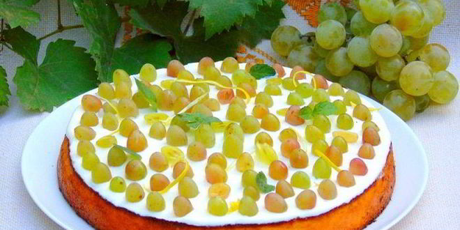 Рецепт лимонного манника с виноградом