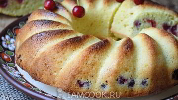 Рецепт Манника с вишней на кефире