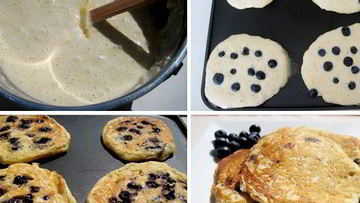 Рецепт Оладий из овсянки и черники