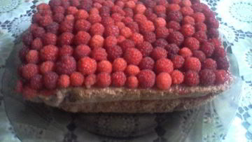 Рецепт Бисквитного пирога с малиной