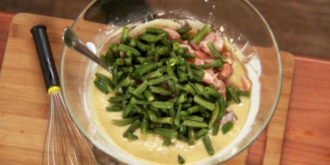Рецепт кукурузного пирога с фасолью и семгой