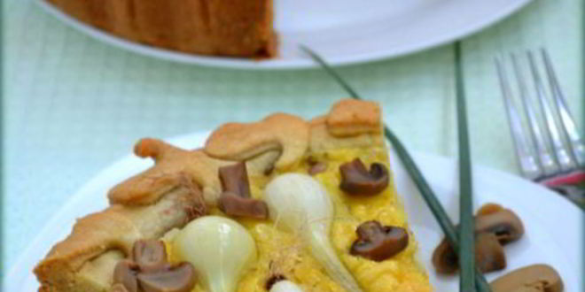 Рецепт пирога с молодым луком и грибами