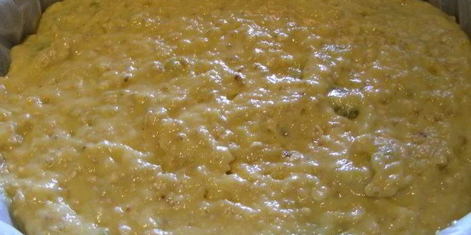 Рецепт пирога с ревенем, овсяными хлопьями и кукурузной мукой