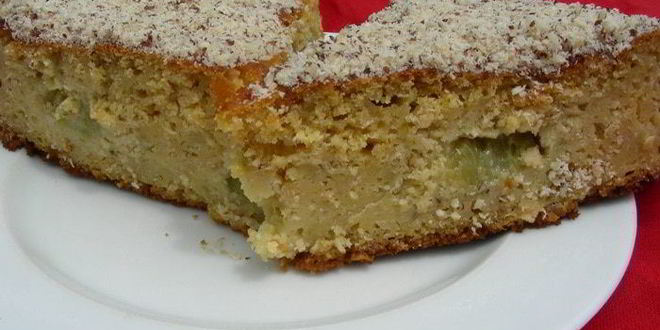 Рецепт пирога с ревенем, овсяными хлопьями и кукурузной мукой