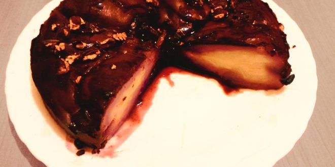 Рецепт шоколадного пирога с грушами в вине и винным сиропом