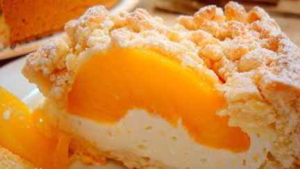 Рецепт Творожного пирога с персиками