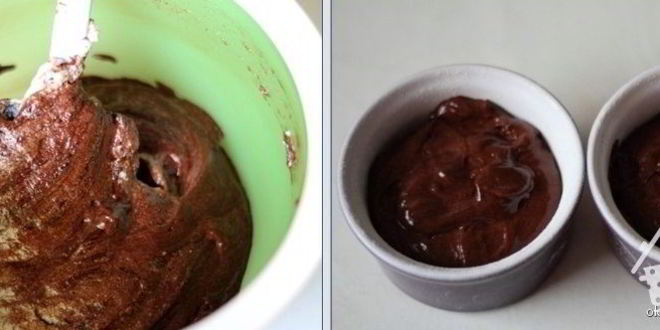 Рецепт шоколадного горячего пирожного с жидкой начинкой