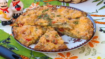 Рецепт Кабачковой пиццы с куриным филе и помидорами