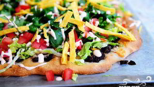 Рецепт Пиццы с кукурузными лепешками, фасолью и сыром