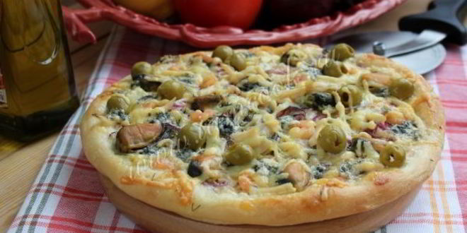 Рецепт пиццы с морепродуктами