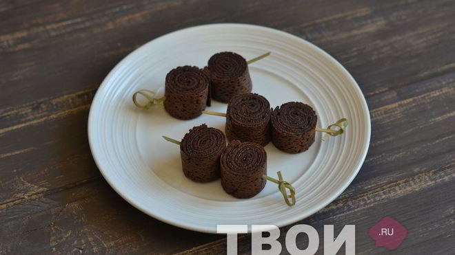 Рецепт Шоколадных блинных рулетиков