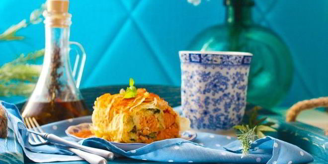 Рецепт штруделя с лососем, моцареллой и шпинатом