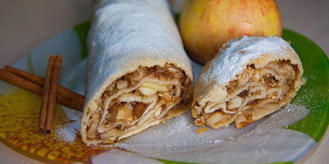 Рецепт штруделя с яблоками и изюмом