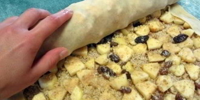 Рецепт яблочного штруделя с грецкими орехами