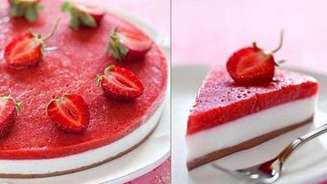 Рецепт Йогуртового торта-желе с клубникой