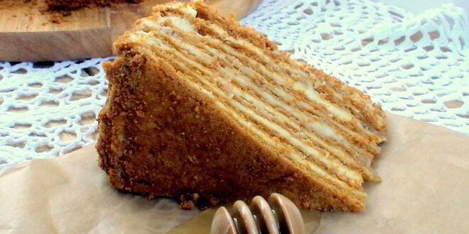 Рецепт карамельного медовика с апельсиновым кремом