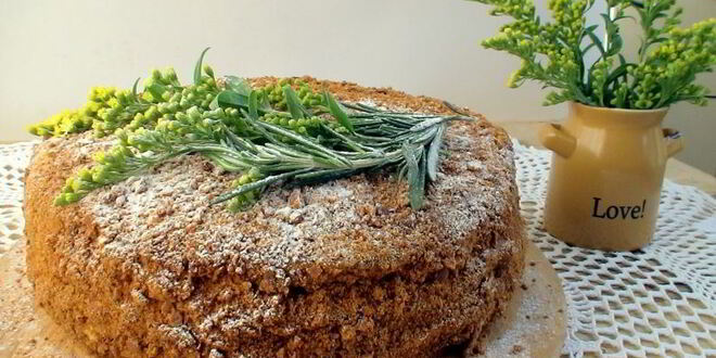 Рецепт карамельного медовика с апельсиновым кремом