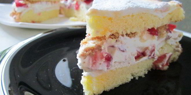 Рецепт торта с безе клубника со сливками