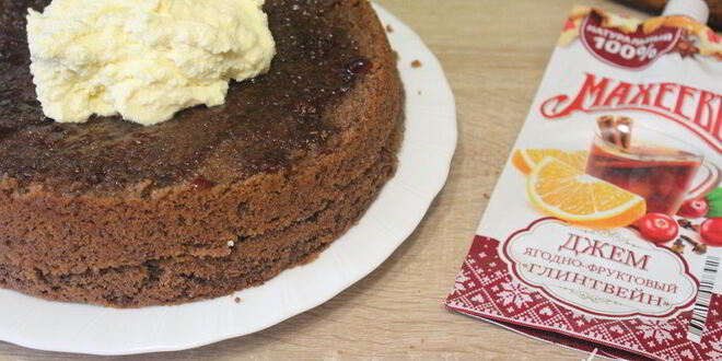 Рецепт торта с масляным кремом и джемом глинтвейн
