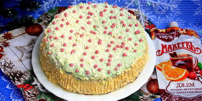 Рецепт торта с масляным кремом и джемом глинтвейн